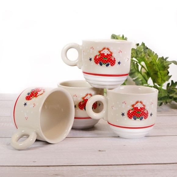 Vintage 1980 Noritake Epoch HOLIDAY JOY Mug Set 4Pc 8200 Doll Christmas - Picture 4 of 11